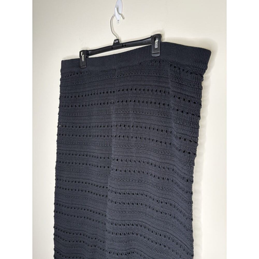 Boohoo Womens Size 24 Pants Black Knit Pull On Wide Leg Crochet Boho Hippie - Picture 2 of 10